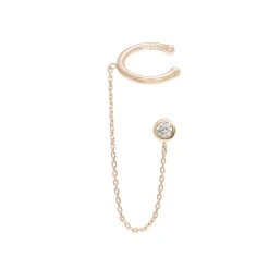 Bague D'oreille Chaîne Et Zircon (plaqué Or)