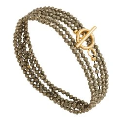 Multi-tours/sautoir Pierres Facettées (pyrite)