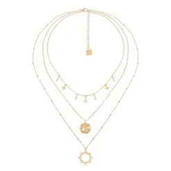 Collier Multirangs Astre Perles Blanches (doré) -Jollia Soldes Magasin multirangs etoile perle blanc 1