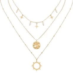 Collier Multirangs Astre Perles Blanches (doré)