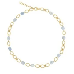 Collier Pierres Fines Aigue Marine (plaqué Or)