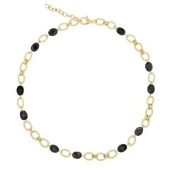 Collier Pierres Fines Hypersthene (plaqué Or)