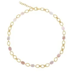 Collier Pierres Fines Opale Rose (plaqué Or)