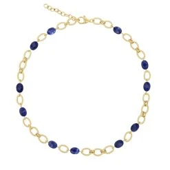 Collier Pierres Fines Sodalite (plaqué Or)
