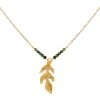 Collier Pendentif Feuille Et Pierre (jaspe) -Jollia Soldes Magasin pendentif feuille vert
