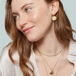 Boucles Petites Créoles Médailles Oeil (doré) -Jollia Soldes Magasin petite creole medaille oeil doree