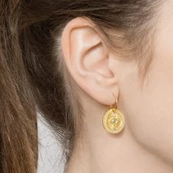 Boucles Petites Créoles Médailles Oeil (doré) -Jollia Soldes Magasin petite creole medaille oeil doree 1