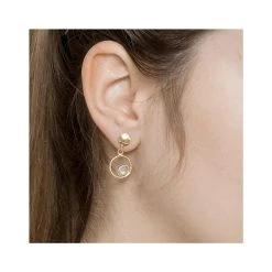 Boucles Cercle Martelé Et Pierre De Lune (plaqué Or) -Jollia Soldes Magasin pierre lune