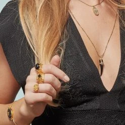 Bague Orient Onyx Et Tourmaline (plaqué Or) -Jollia Soldes Magasin ponti1