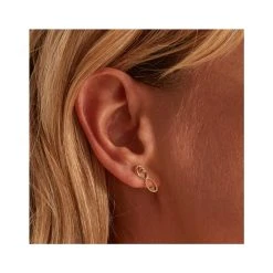 Puces D'oreilles Maillons (zircon Noir) -Jollia Soldes Magasin puce d oreille zircon blanc dore 1 1