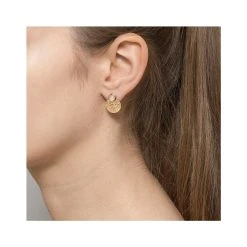 Boucles Martelées Pierre De Lune (plaqué Or) -Jollia Soldes Magasin puce oreille martele dore nacre