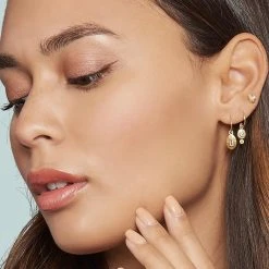 Puces D'oreilles Cabochon Pierre (prehnite) -Jollia Soldes Magasin puce oreille pierre