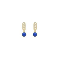 Earjacket XL Cercle Torsadé Lapis (plaqué Or) -Jollia Soldes Magasin puce oreille pierre bleu 1
