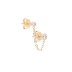 Puce Chaîne Et Double Cristaux (plaqué Or)