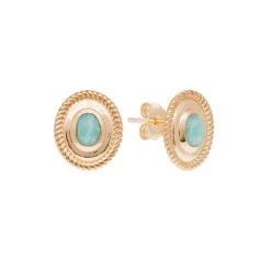 Puces D'oreilles Ronde Et Pierre (plaqué Or)