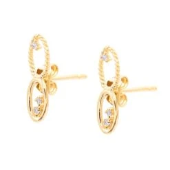 Puces D'oreilles Maillons (zircon Blanc) -Jollia Soldes Magasin puces koyah zircons blancs co te