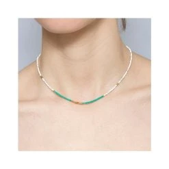 Collier Perles Fines (howlite/turquoise) -Jollia Soldes Magasin ras de cou perles bleu blanc