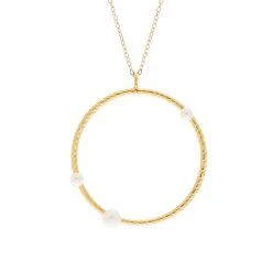 Collier Long Cercle Et Perles (nacre)