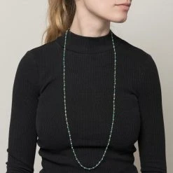 Sautoir Perles Fines Amazonite (doré) -Jollia Soldes Magasin sautoir collier perle