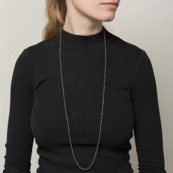 Sautoir Perles Fines Vertes (doré) -Jollia Soldes Magasin sautoir collier vert perle