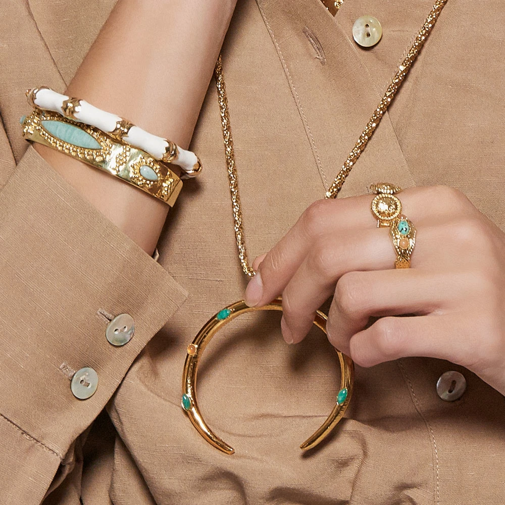 Sautoir Croissant De Lune (amazonite/pierre De Lune) 4 Sautoir Croissant De Lune (amazonite/pierre De Lune) – Image 2