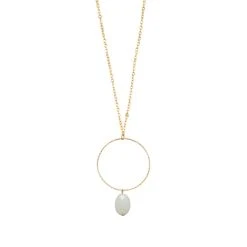 Sautoir Cercle Vrillé Et Pierre Blanche (plaqué Or)