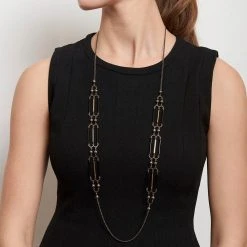 Sautoir Pyrite -Jollia Soldes Magasin sautoir estampe perles noir blanc pavec p