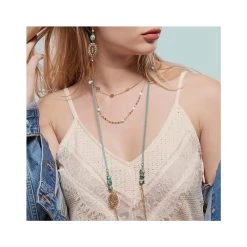 Collier Multirangs Chaîne Pastilles (doré) -Jollia Soldes Magasin sautoir ethnique