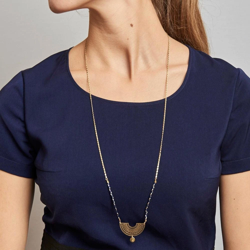 Sautoir Apache Bleu Nuit 4 Sautoir Apache Bleu Nuit – Image 2