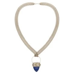 Sautoir Double Maillons Et Dent (lapis)