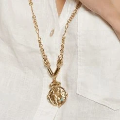 Sautoir Maillons Pièce Antique (turquoise) -Jollia Soldes Magasin sautoir maillons medaillon antique