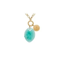 Sautoir Maillons Pierre Et Pendentif Soleil (agate Turquoise) -Jollia Soldes Magasin sautoir maillons pierre pendentif bleu 2