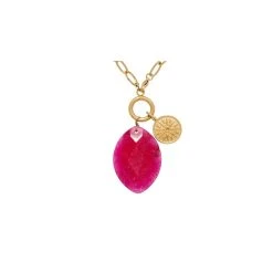 Sautoir Maillons Pierre Et Pendentif Soleil (agate Fushia) -Jollia Soldes Magasin sautoir maillons pierre pendentif fushia 2
