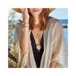 Collier 2 Rangs Médaille Zircons (blanc) -Jollia Soldes Magasin sautoir medaille 2 rang zircon dore