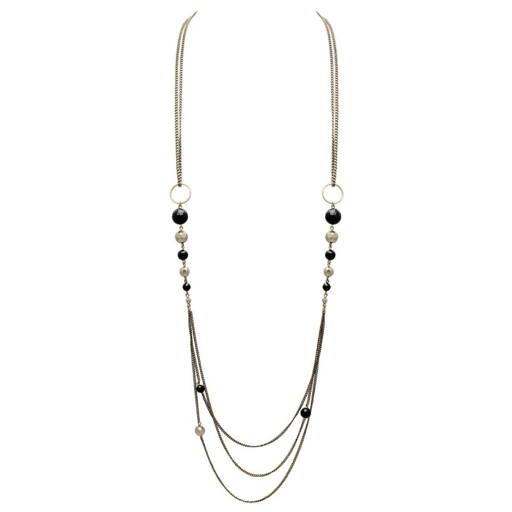 Sautoir Multichaine Noël (onyx Et Pyrite) 3 Sautoir Multichaine Noël (onyx Et Pyrite)