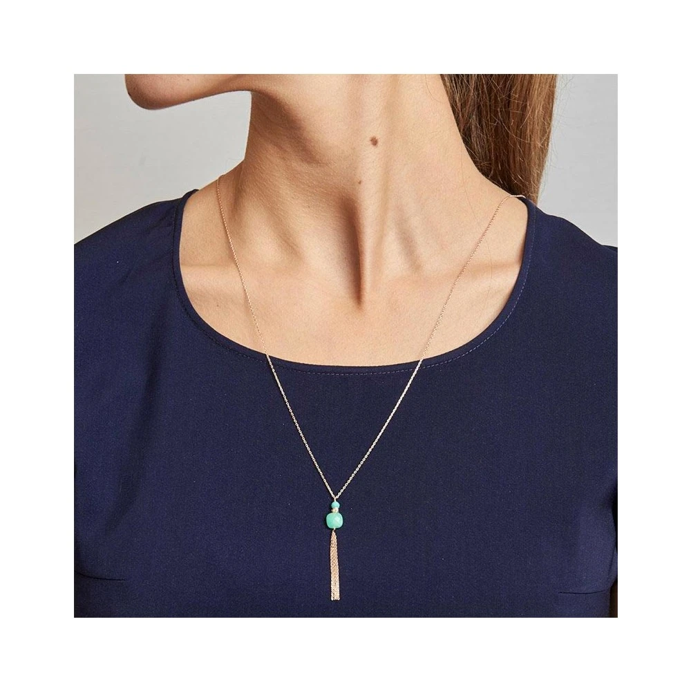 Sautoir River Pendentif Onyx & Chaînes (or Rose) 4 Sautoir River Pendentif Onyx & Chaînes (or Rose) – Image 2