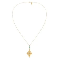 Sautoir Oriental Et Losange Escargot (amazonite) -Jollia Soldes Magasin sautoir oriental losange escargot dore