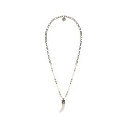 Sautoir Pendentif Dent Et Pierres De Lune (argent) -Jollia Soldes Magasin sautoir pendentif dent blanc argent