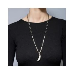 Sautoir Pendentif Dent Et Pierres De Lune (argent) -Jollia Soldes Magasin sautoir pendentif dent blanc argent