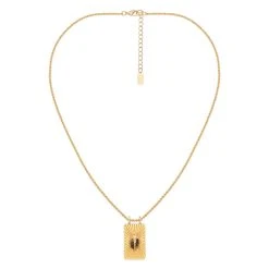 Sautoir Médaille Rectangle Scarabée (labradorite) -Jollia Soldes Magasin sautoir pendentif scarabee pierre gris