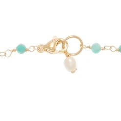 Sautoir Perles Fines Amazonite (doré) -Jollia Soldes Magasin sautoir perles fines bleu