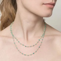 Sautoir Perles Fines Amazonite (doré) -Jollia Soldes Magasin sautoir perles fines bleu ciel 1