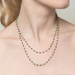 Sautoir Perles Fines Vertes (doré) -Jollia Soldes Magasin sautoir perles fines vert dore 1