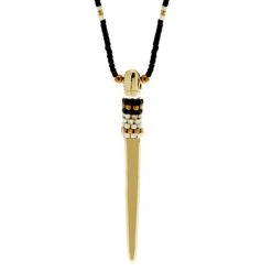 Sautoir Perles Beige Et Noir Avec Pique