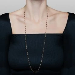 Multi-tours/sautoir Perles Fines (agate Noire) -Jollia Soldes Magasin sautoir pierre noir