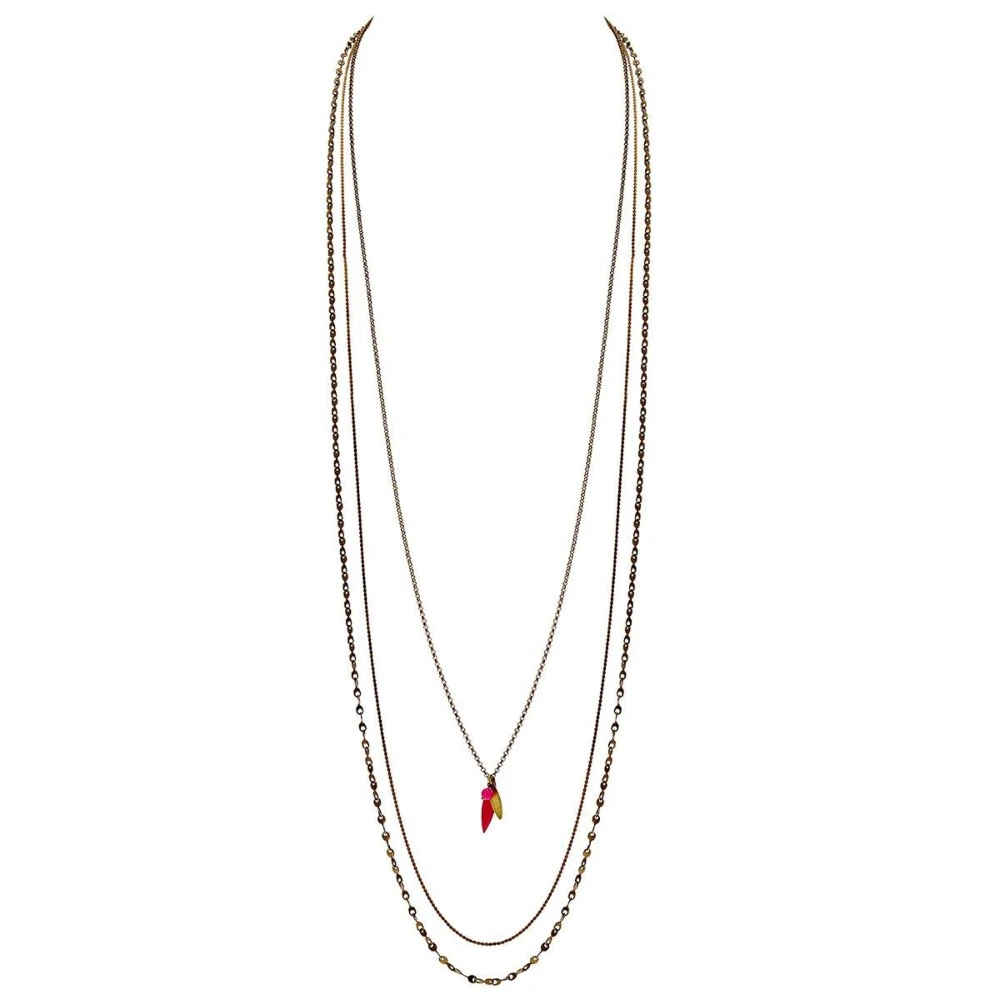 Sautoir Lucknow (bronze Et Framboise) 3 Sautoir Lucknow (bronze Et Framboise)