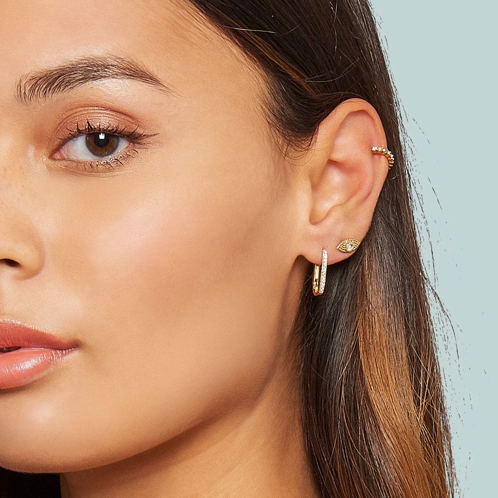 Set De Boucles D'oreilles Oeil Cristal (doré) 4 Set De Boucles D'oreilles Oeil Cristal (doré) – Image 2