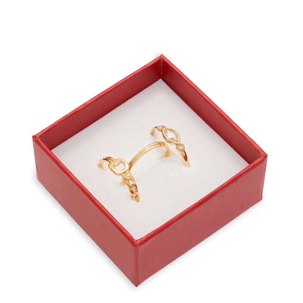 Set De Bagues Fines Cristal Et Maillon (doré) 6 Set De Bagues Fines Cristal Et Maillon (doré) – Image 4