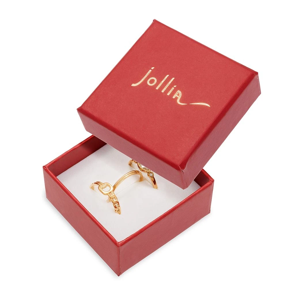 Set De Bagues Fines Cristal Et Maillon (doré) 5 Set De Bagues Fines Cristal Et Maillon (doré) – Image 3