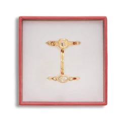 Set De Bagues Fines Cristal Et Maillon (doré) 12 Set De Bagues Fines Cristal Et Maillon (doré) -Jollia Soldes Magasin set de bagues cristal et maillon